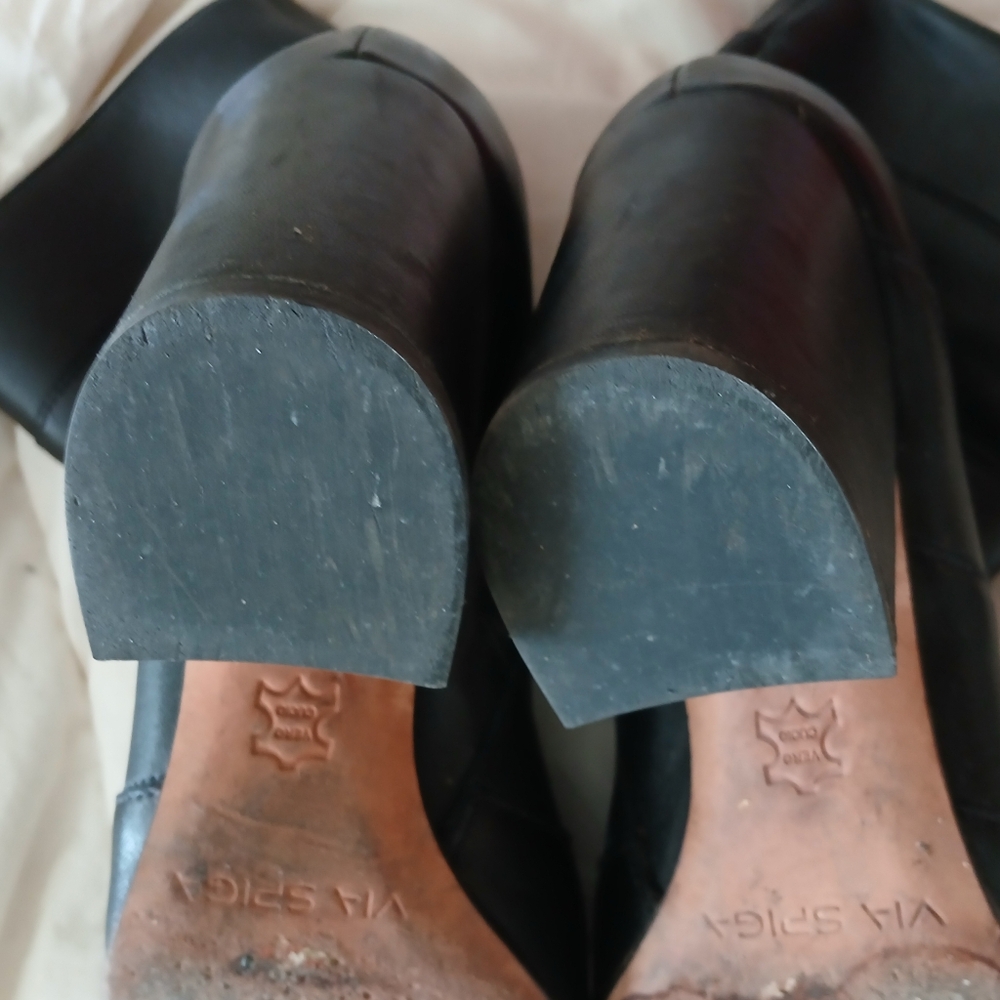 Black Leather Ankle Boots - Picture 9 of 15